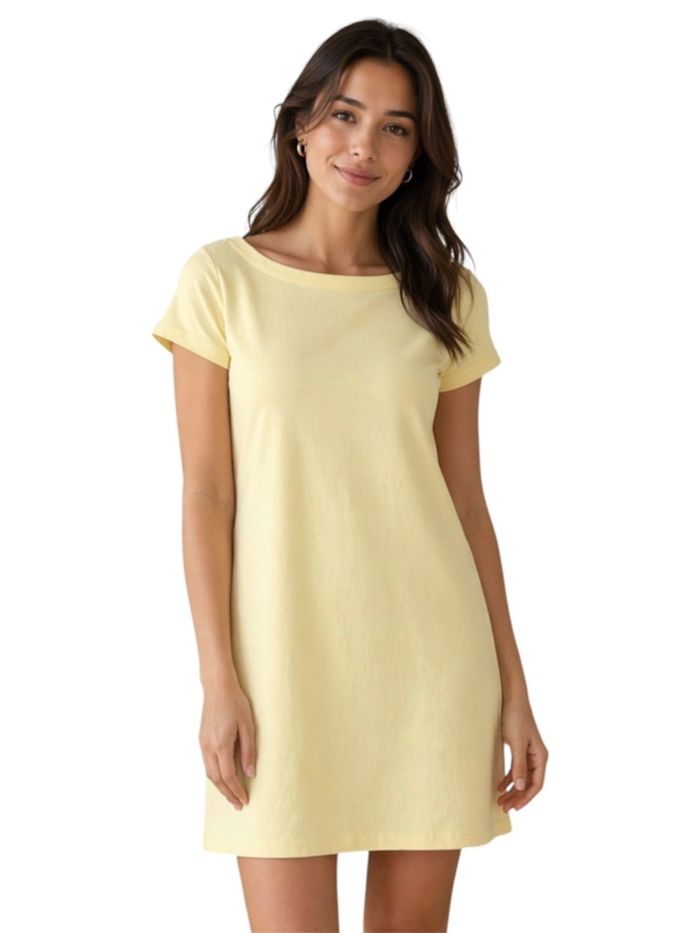 Talbots Soft Pale Yellow Short Sleeve Mini Shift Dress Size S EUC (Call out)